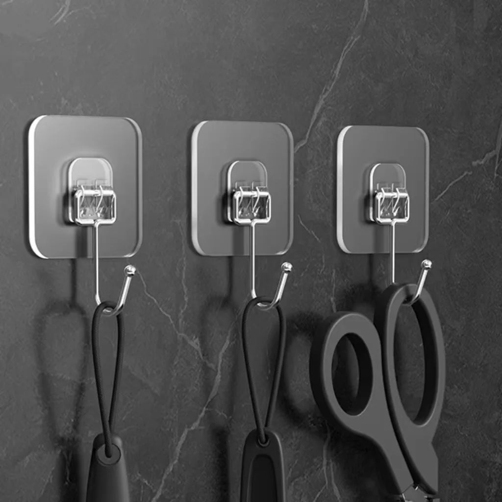 Transparent Adhesive Hooks – Heavy Duty Acrylic for Kitchen and Bathroom Wall