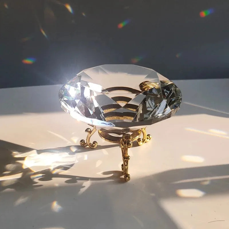 Crystal Diamond Glass Paperweight – Decorative Ornament for Romantic Proposals