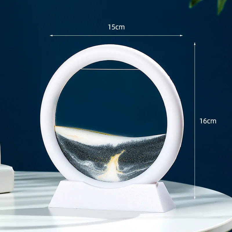 3D Moving Sand Art Frame – Dynamic Liquid Hourglass for Office Home Decor