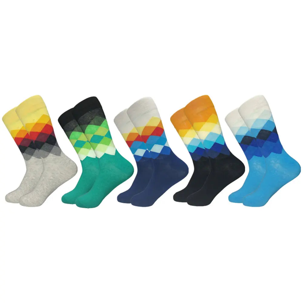 Colorful Cotton Crew Socks – Patterned Funny Dress Fashion for Men