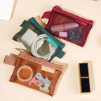 Transparent Mesh Zipper Pouch – Compact Organizer for Travel and Cables