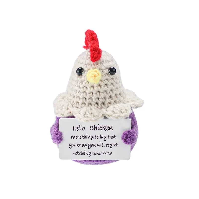 Handmade Wool Crochet Dog Doll – Positive Affirmation Plush for Home Decor