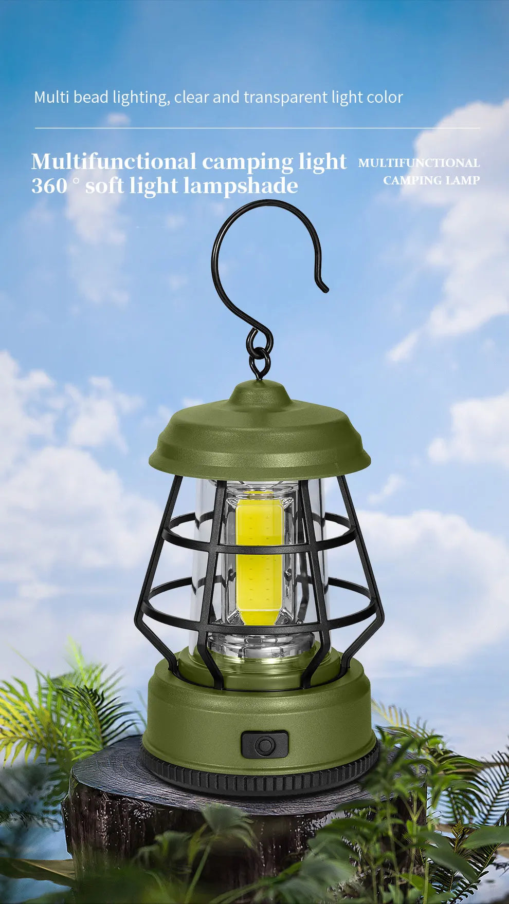 Retro LED Tent Lantern – Portable Hanging Lamp for Outdoor Camping