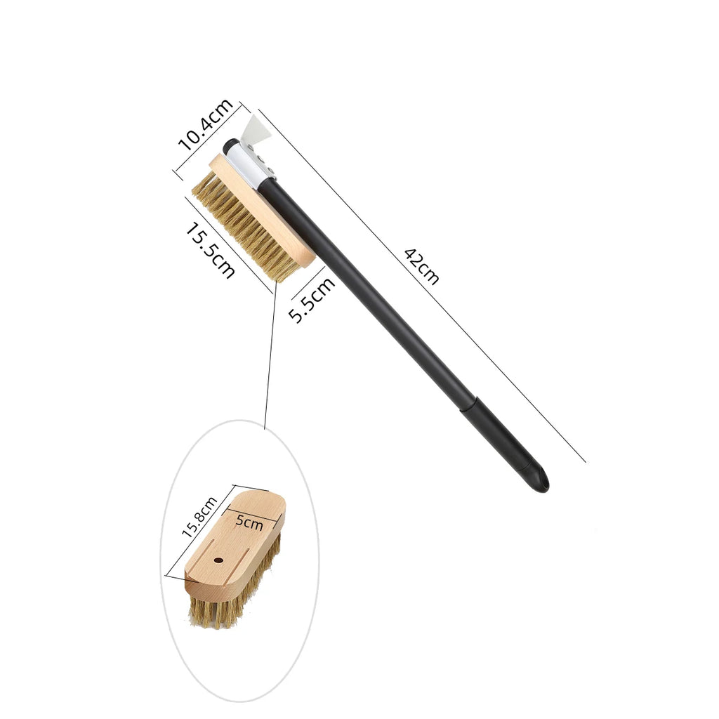 Brass Bristle Pizza Oven Brush – Long Wooden Handle for Kitchen Grill Cleaning