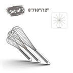 Stainless Steel Balloon Whisk – 8 10 12 Inch Wire Beater for Kitchen Cooking