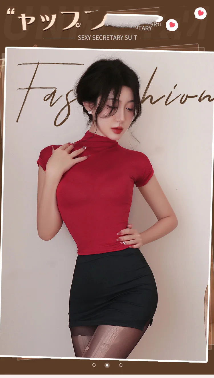 Secretary Uniform Pencil Skirt – Slim Fit Roleplay Costume for Women