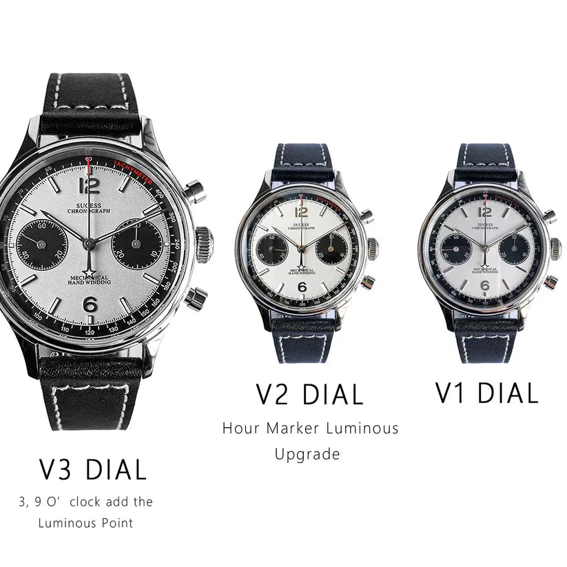 Sugess 1963 Mechanical Chronograph Watch – Sapphire Pilot Style for Men