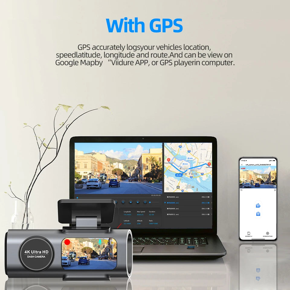 4K WiFi Dash Cam – GPS Night Vision Car DVR for Vehicle Security