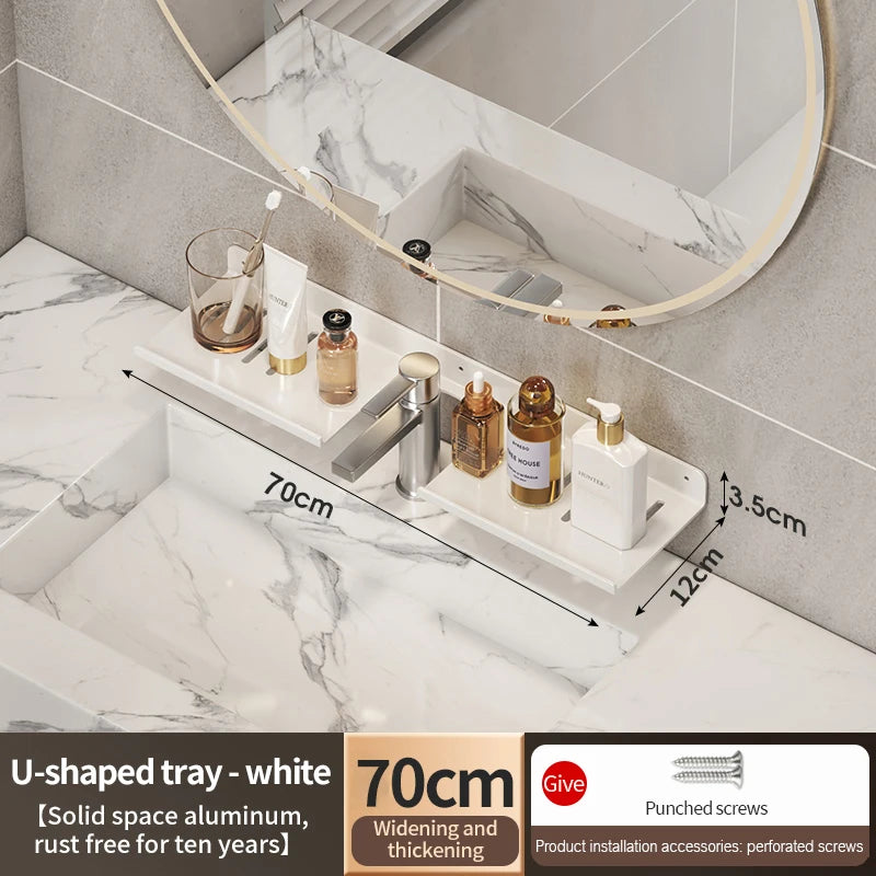 Aluminum Bathroom Wall Shelf – Punch-Free Storage for Kitchen and Toilet