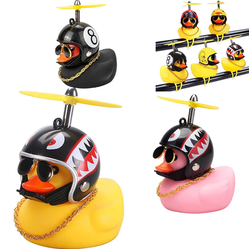 Yellow Duck Helmet Ornament – Wind-Breaking Car Dashboard Decor Accessory