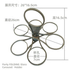 Portable Six Cup Holder – Rotating Folding Tray for KTV and Parties