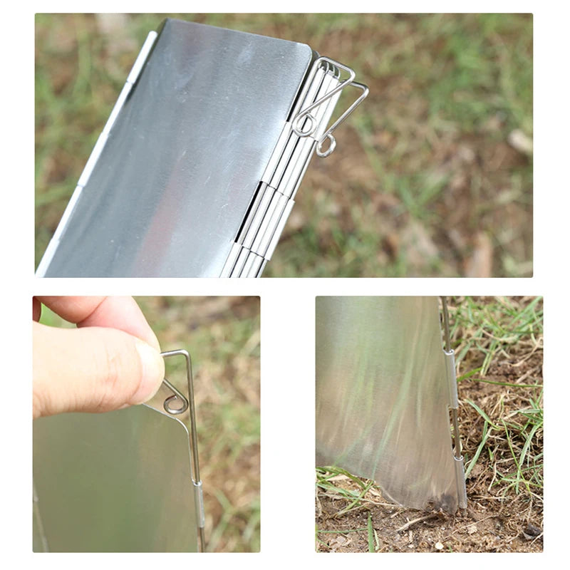9-Plate Folding Windscreen – Aluminum Gas Stove Shield for Outdoor Camping