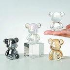 Crystal Bear Figurine – Cute Glass Animal Paperweight for Home Decor Gift