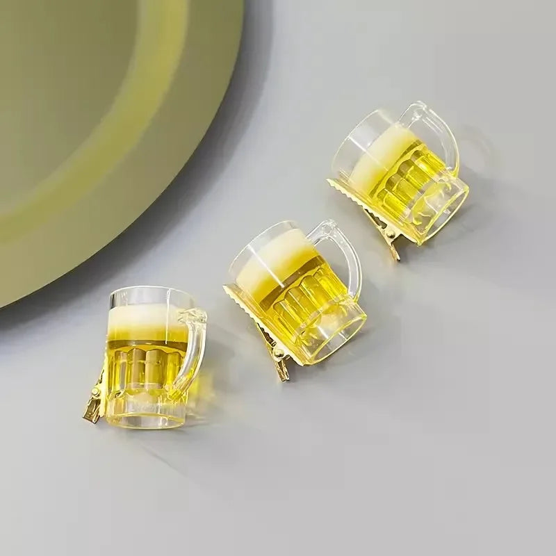 Beer Shaped Hair Clips – Creative Novelty Barrettes for Party Hairstyling