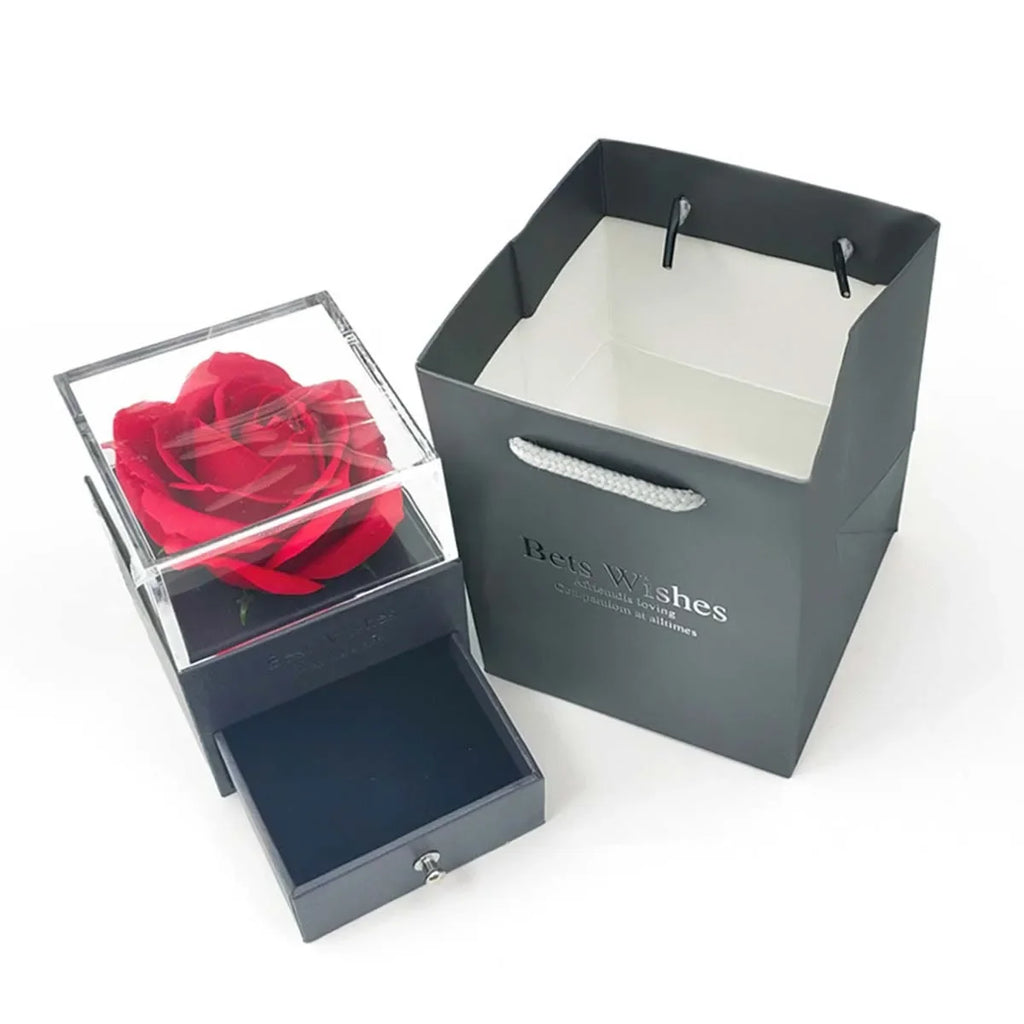 Hollow Zircon Love Heart Necklace – Eternal Flower Gift Box for Mother's Day