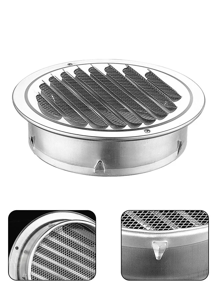 Stainless Steel Round Vent Grille – 70-300mm External Wall Duct for Ventilation