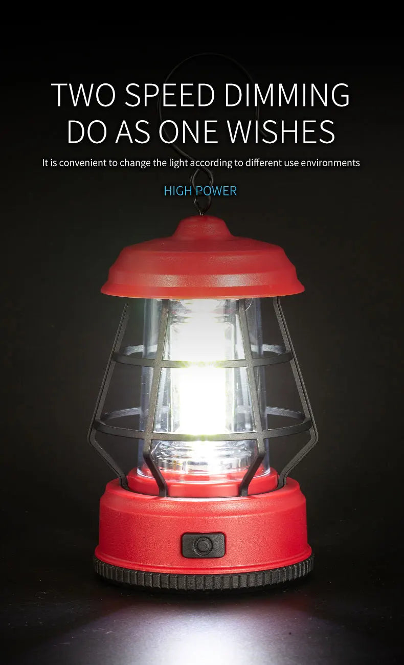 Retro LED Tent Lantern – Portable Hanging Lamp for Outdoor Camping
