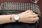Ultra Thin Leather Wristwatch – Minimalist Dress Accessory for Women