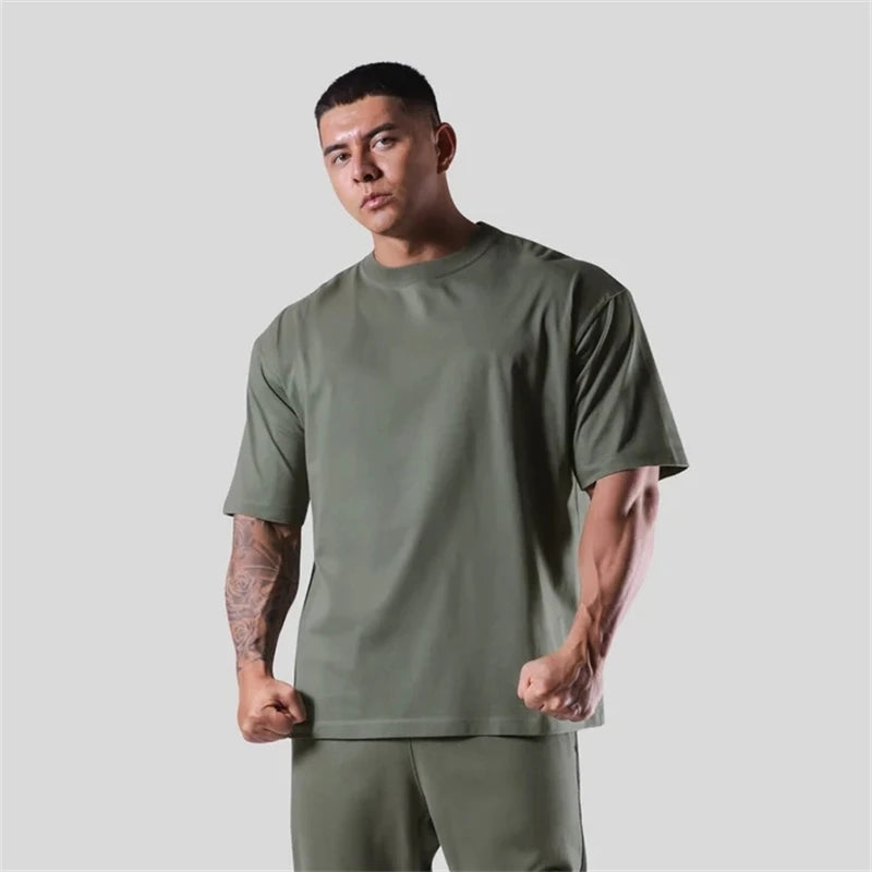 Cotton Gym T-Shirt – Short Sleeve for Men Workout Training Fitness