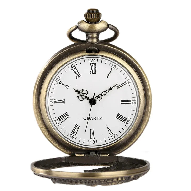 Vintage Hollow Chinese Dragon Pocket Watch – Roman Numeral Necklace Gift