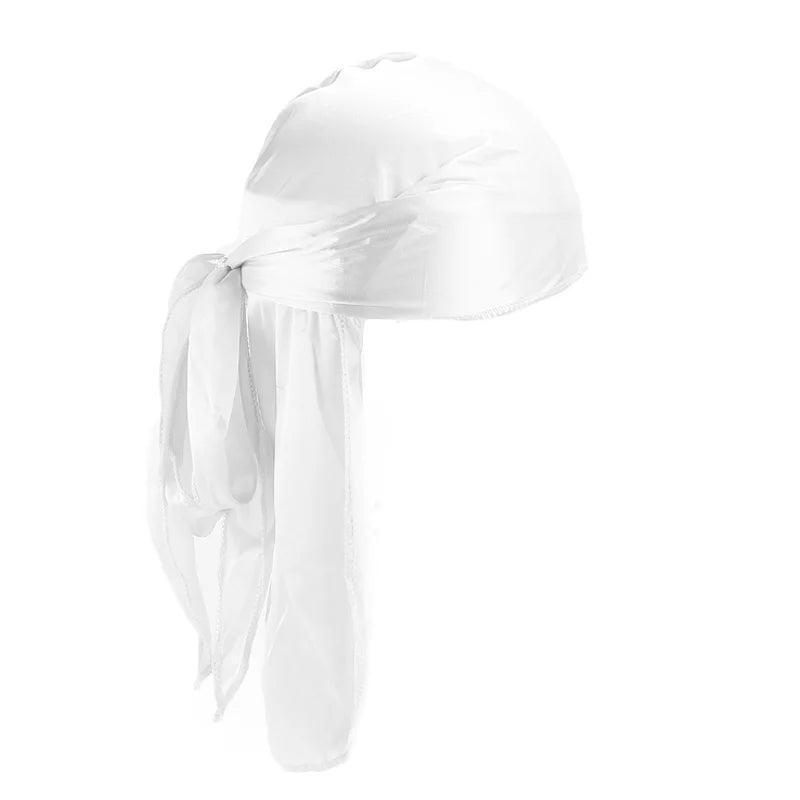 Silky Long Tail Durag – Satin Wave Cap for Men and Women Hair Styling