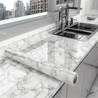Marble Adhesive Wallpaper – Oil-Proof Film for Kitchen Countertop Renovation