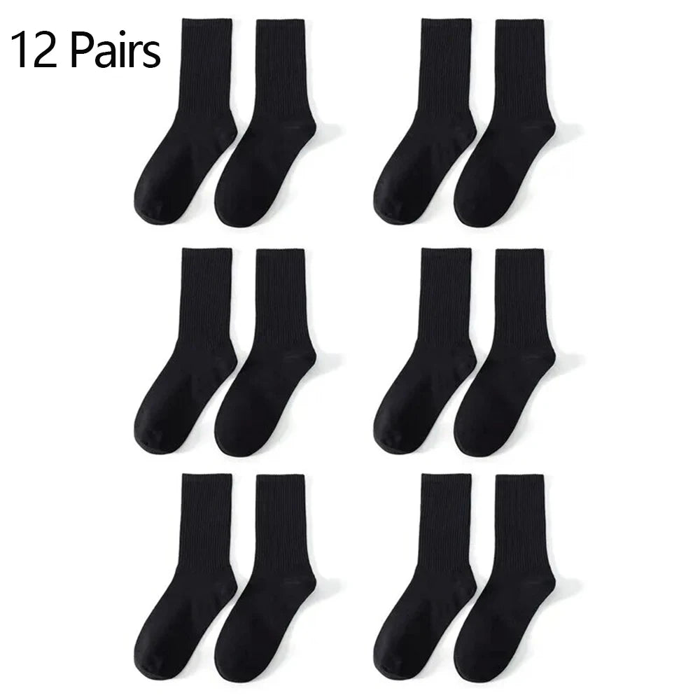 Cotton Crew Socks – Breathable Solid Color for Men Casual Streetwear