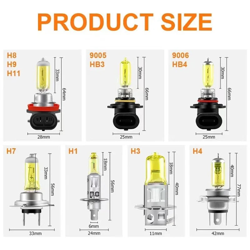H8 Halogen Fog Light Bulbs – 3000K Yellow Automotive Headlight Replacement