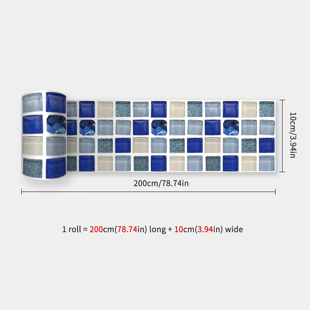 Self-Adhesive Waist Line Stickers – Waterproof Border Mural for Kitchen Decor