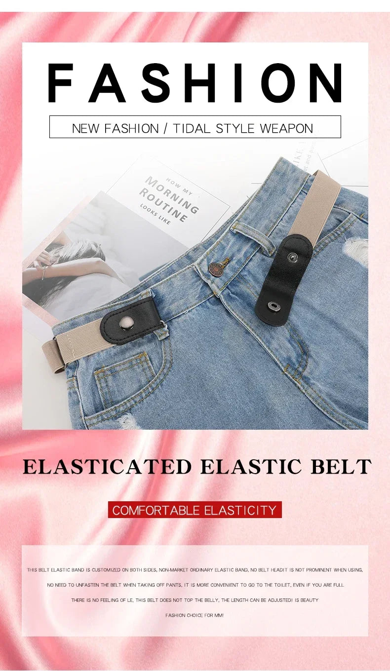 Stretch Elastic No Buckle Belt – Invisible Waistband for Men and Women