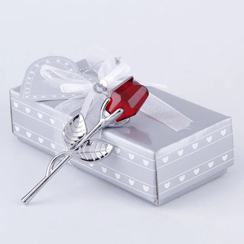Crystal Rose Ornament – Mini Glass Flower for Valentine's Day Gift