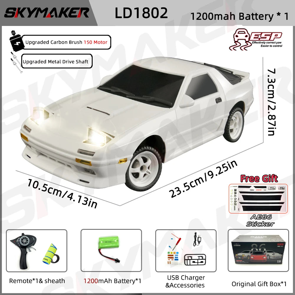 1:18 RC Drift Car – 2.4G Remote Control Vehicle with Gyro for Hobby Racing
