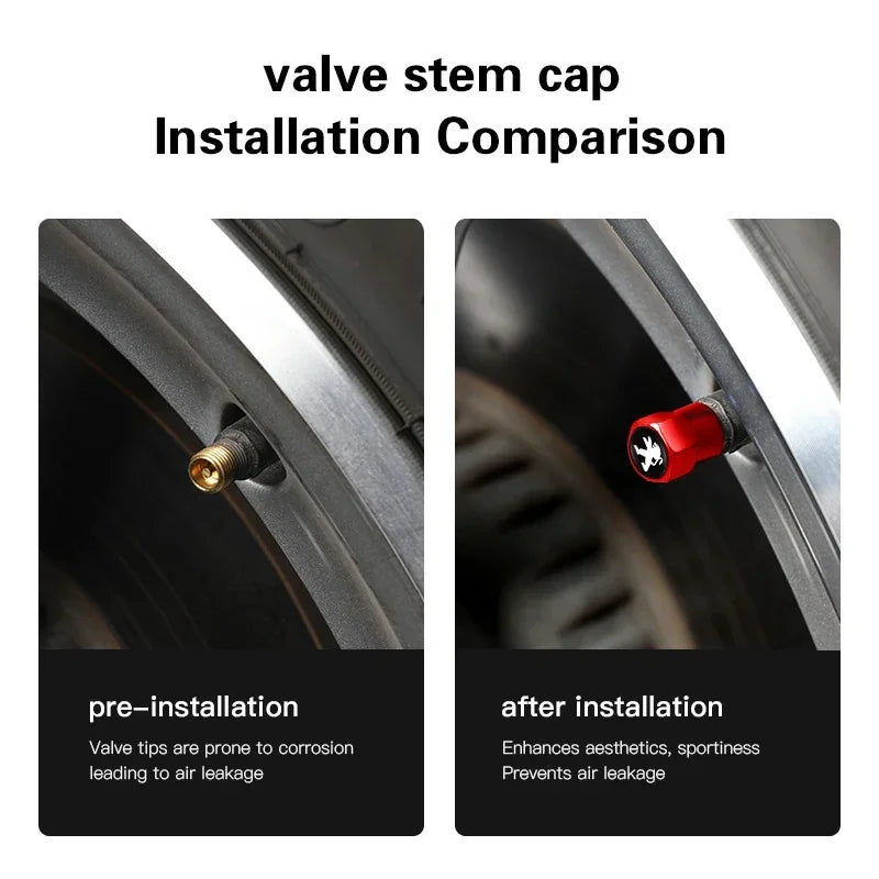 Metal Car Tire Valve Caps – Logo Emblem Decoration for Peugeot Vehicles