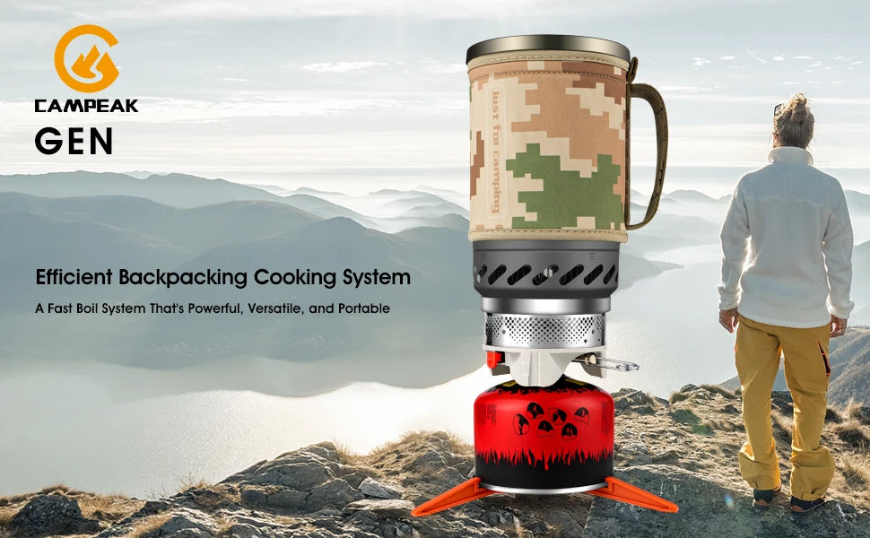 Portable Backpacking Stove – 1.4L Propane Cooking System for Camping