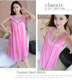 Ice Silk Sleep Dress – Plus Size Women's Tank Nightgown for Summer Housewear