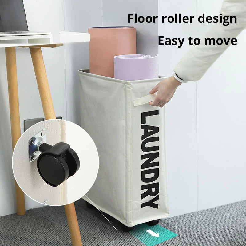 Rolling Slim Laundry Hamper – 22 Inch Waterproof Sorter for Home Organization