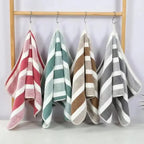 Striped Cotton Towel Set – Absorbent Quick-Dry Fabric for Bathroom Decor