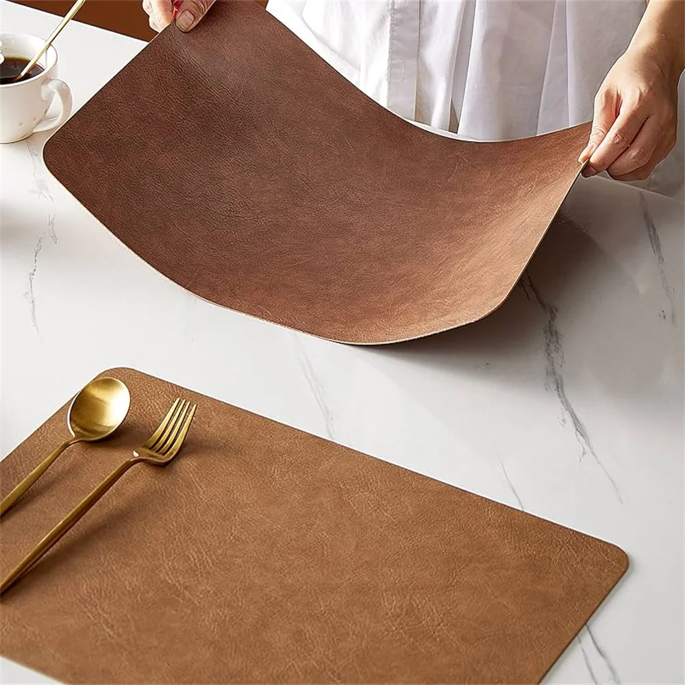 Faux Leather Placemats – Heat Resistant Non-Slip Table Mats for Dining Room