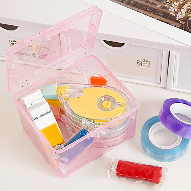 Transparent Plastic Storage Box – Desktop Organizer for Photocards and Stationery