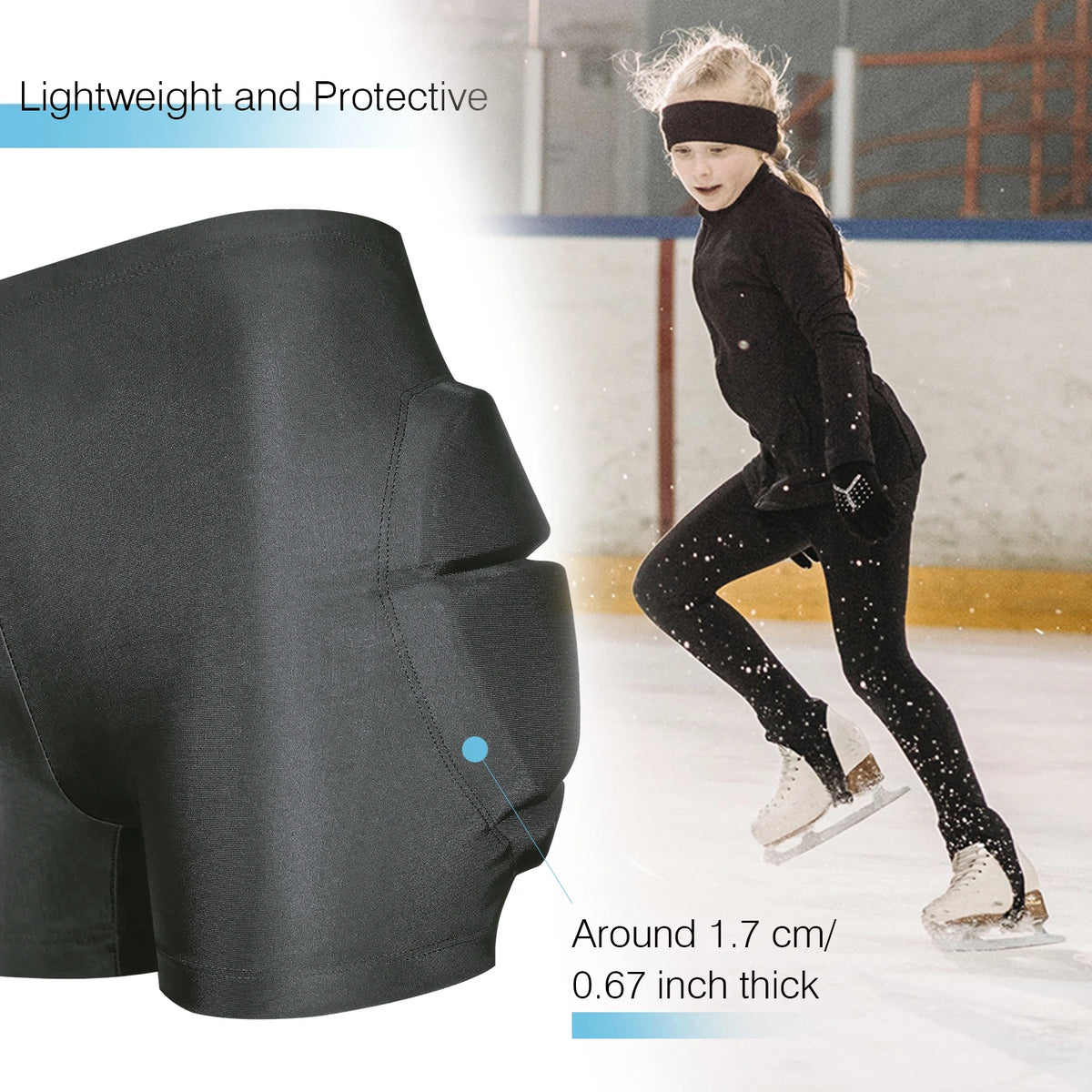 Padded Protective Shorts – 3D Hip and Tailbone Shield for Kids Skiing Skating