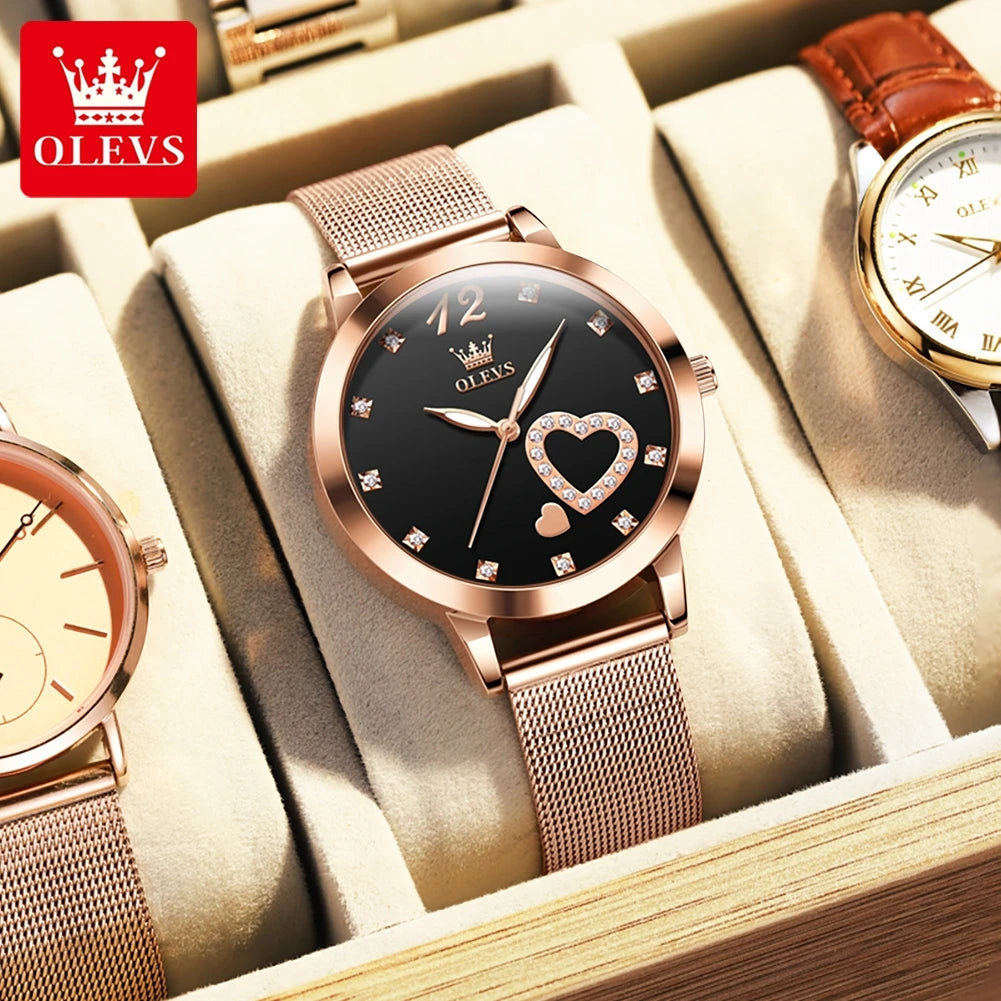 Quartz Women's Watch – Milanese Mesh Band with Diamond Accents for Daily Wear