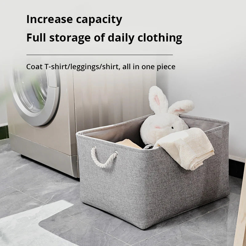Linen Folding Storage Basket – Fabric Organizer for Wardrobe and Laundry