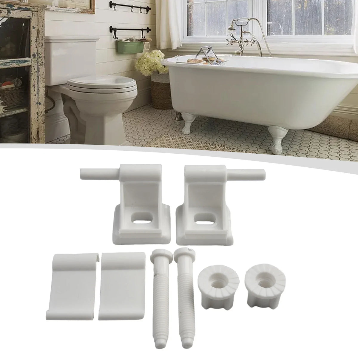 Toilet Seat Hinge Replacement Kit – Universal Fixing Screws for Repairs