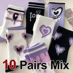 Heart-Shaped Printed Mid Tube Socks – Breathable Cotton for Casual Daily Wear