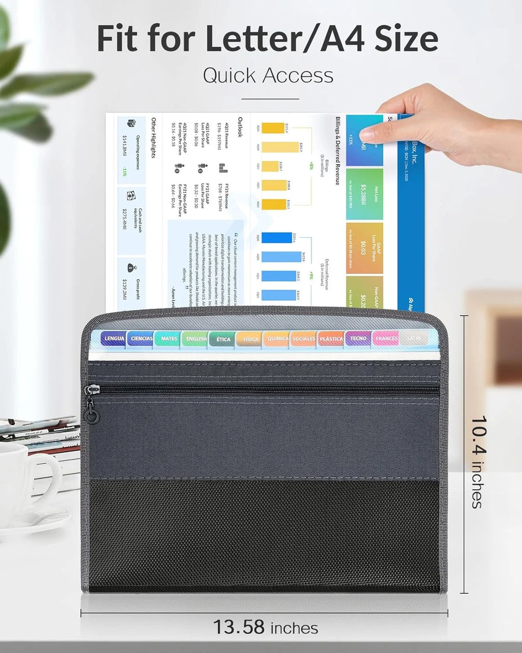 Expanding Accordion File Organizer – 13 Pockets with Zipper for Office