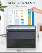 Expanding Accordion File Organizer – 13 Pockets with Zipper for Office