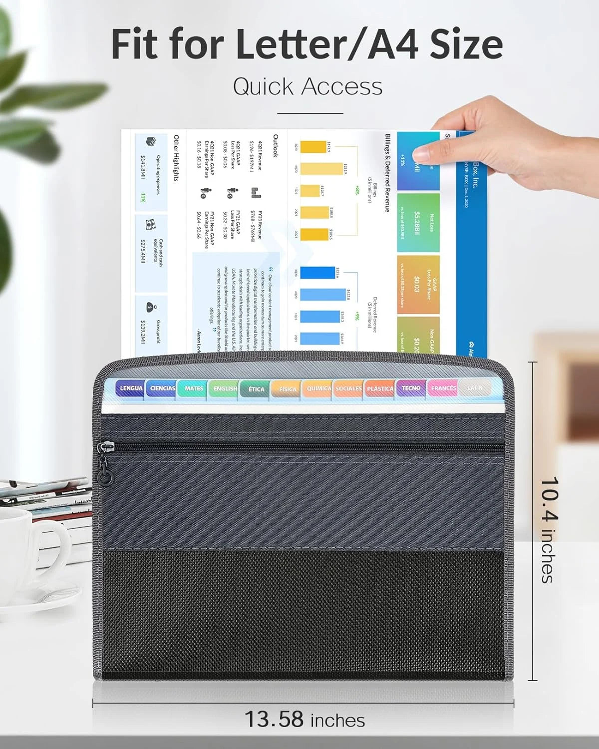 Expanding Accordion File Organizer – 13 Pockets with Zipper for Office