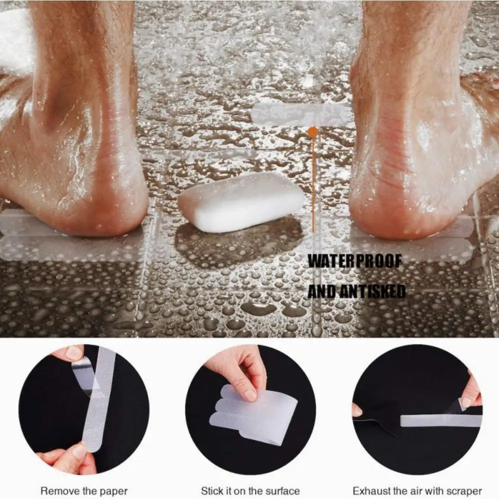 Transparent Anti-Slip Strips – Adhesive Safety Treads for Bathtubs and Stairs