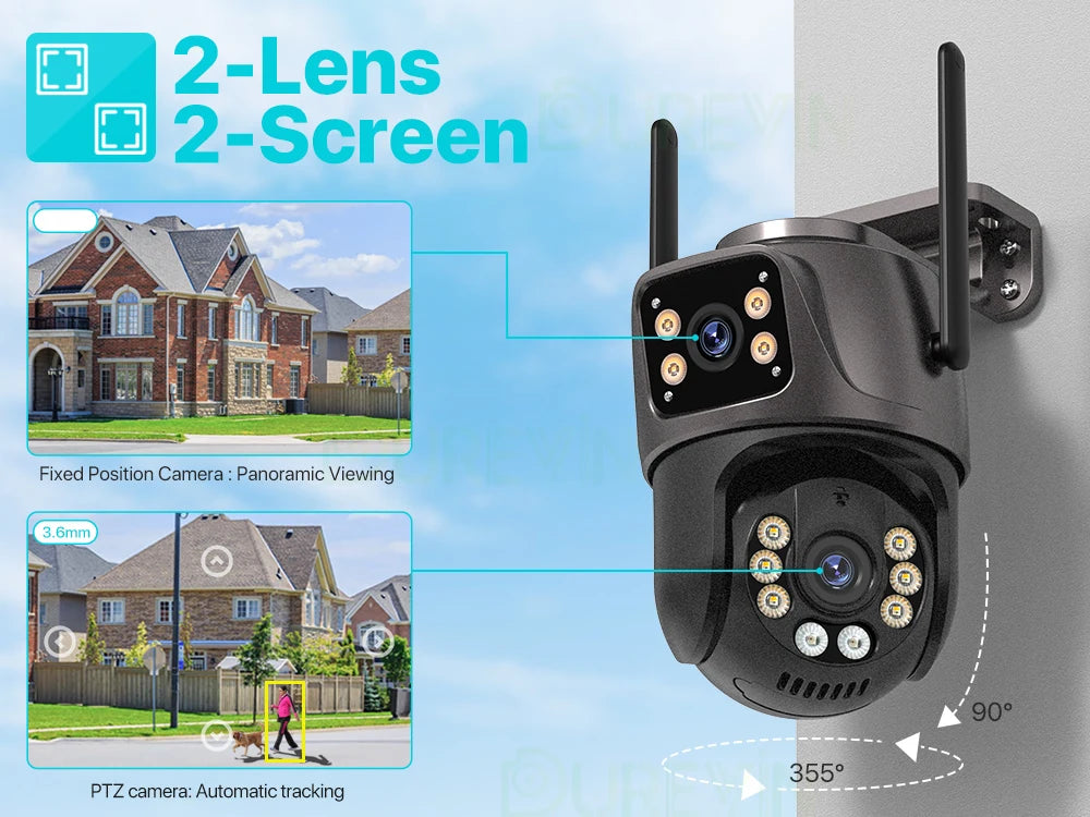 4K 8MP Dual Lens PTZ Camera – Outdoor AI Auto Tracking for Security Surveillance