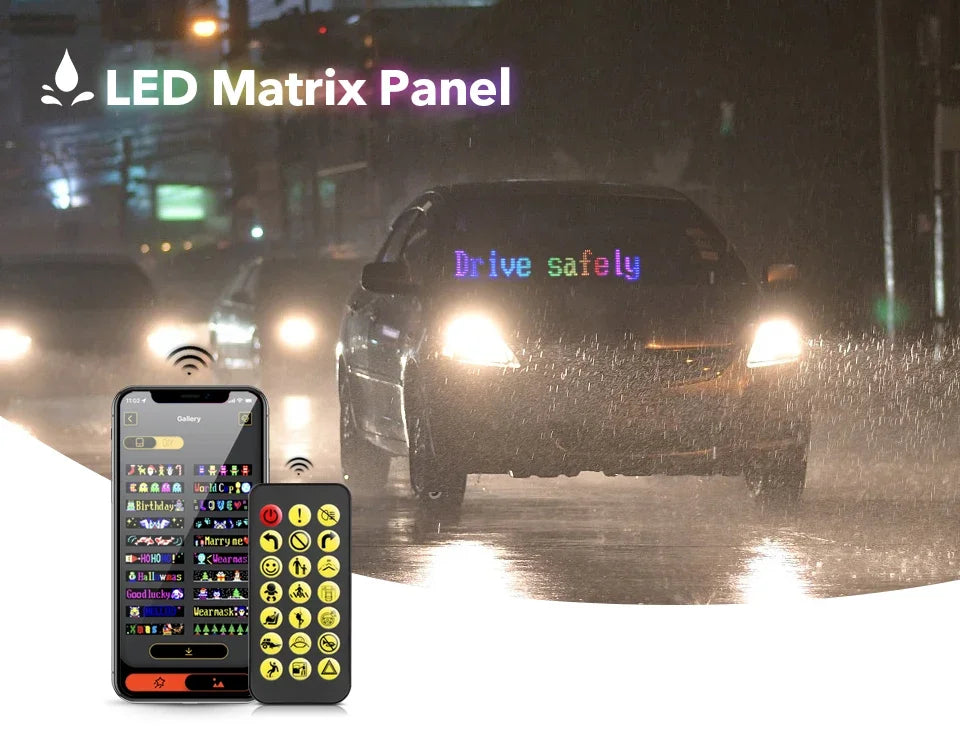 Bluetooth LED Car Sign – Programmable Scrolling Message Display for Auto Decor